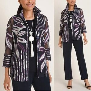 Chico's Black and Purple Sheer Jacket